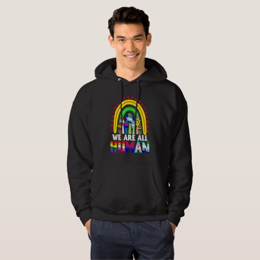 We Are All Human Rainbow Hand LGBT LGBTQ Hoodie (Vorne ganz)