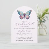 We are Enchanted To Meet You Butterfly Baby Shower Einladung (Stehend Vorderseite)