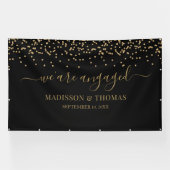 We are Engaged black and gold backdrop Banner (Horizontal)