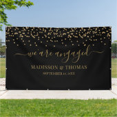 We are Engaged black and gold backdrop Banner (Außenbereich)