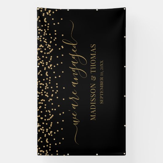 We are Engaged black and gold backdrop Banner (Vertikal)