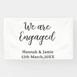 We are Engaged couple name date calligraphystylish Banner