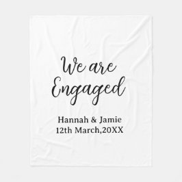 We are Engaged couple name date calligraphystylish Fleecedecke