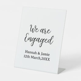 We are Engaged couple name date calligraphystylish Sockelschild