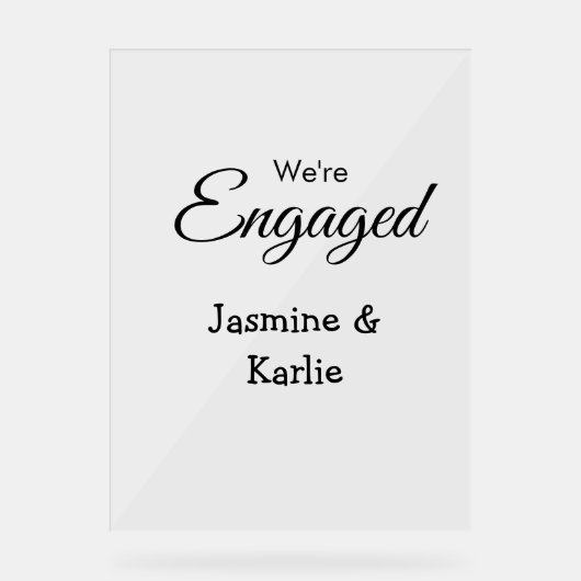 We are engaged couple name romantic stylish simple acrylschild (Vorderseite)
