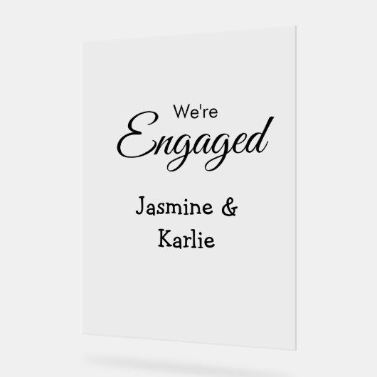 We are engaged couple name romantic stylish simple acrylschild (Winkel)