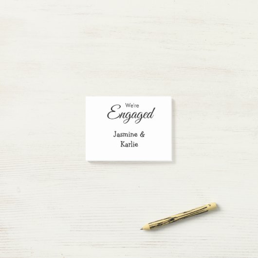 We are engaged couple name romantic stylish simple post-it klebezettel (Auf Schreibtisch)