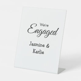 We are engaged couple name romantic stylish simple sockelschild