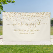 We are Engaged cream glitter gold backdrop Banner (Außenbereich)