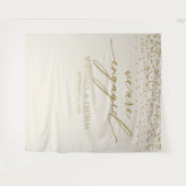 We are Engaged cream glitter gold backdrop Wandteppich (Vorderseite (Horizontal))