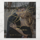 We are engaged gold script photo engagement party weinetikett (Einzelnes Label)