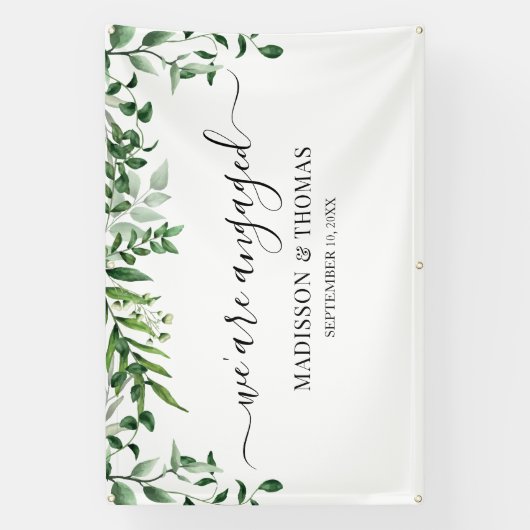 We are Engaged greenery backdrop Banner (Vertikal)