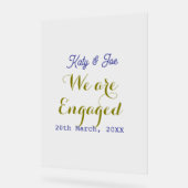 We are Engaged purple gold name date elegant simpl Acrylschild (Winkel)