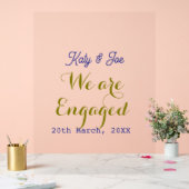 We are Engaged purple gold name date elegant simpl Acrylschild (Hochzeit)