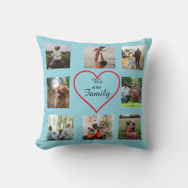 We Are Family Heart  8 Photo Collage Pillow Kissen