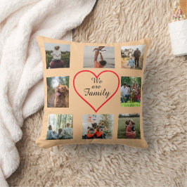 We Are Family Heart  8 Photo Collage Pillow Kissen