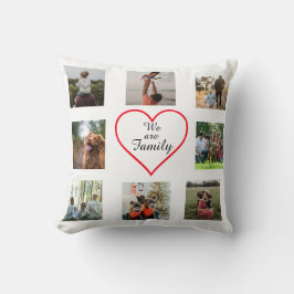 We Are Family Heart  8 Photo Collage Pillow Kissen