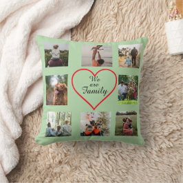 We Are Family Heart  8 Photo Collage Pillow Kissen