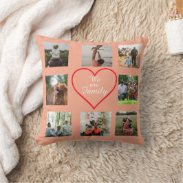 We Are Family Heart  8 Photo Collage Pillow Kissen