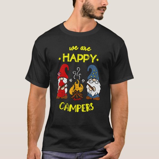 We Are Happy Campers Gnomes Gnome Campfire Couple T-Shirt (Vorderseite)