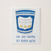 We Are Happy to Serve You Greek Coffee Cup Puzzle (Vertikal)