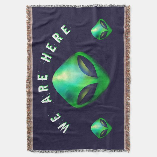 "We Are Here" Green Alien head Decke (Vorderseite Vertikal)