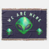 "We Are Here" Green Alien head Decke (Vorderseite)