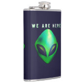 "We Are Here" Green Alien head Flachmann (Rechts)