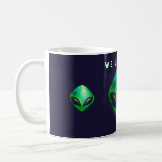 "We Are Here" Green Alien head Kaffeetasse (Links)
