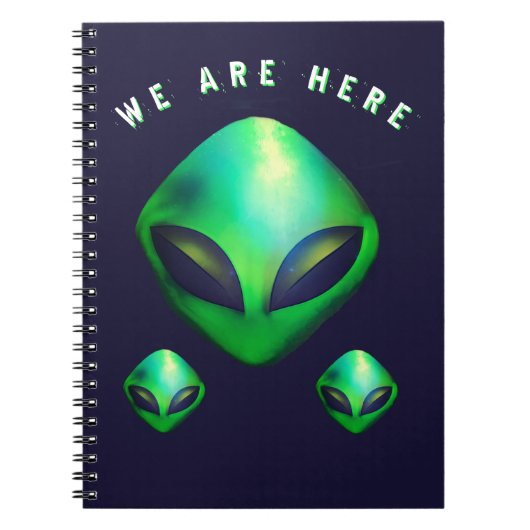 "We Are Here" Green Alien head Notizblock (Vorderseite)