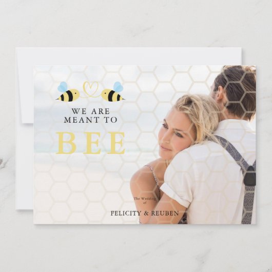 We Are meant To Bee Quote Funny Two Bees Wedding  Einladung (Vorderseite)