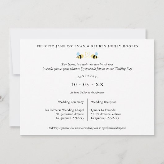 We Are meant To Bee Quote Funny Two Bees Wedding Einladung (Rückseite)