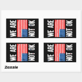 We Are Not Ok Upside Down American Flag Protest Rechteckiger Aufkleber (Blatt)