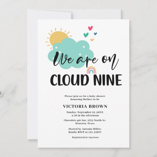 We are on Cloud NIne Baby Shower Invitation Einladung (Vorderseite)