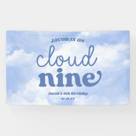 We Are On Cloud Nine Blue 9th Ninth Birthday Party Banner