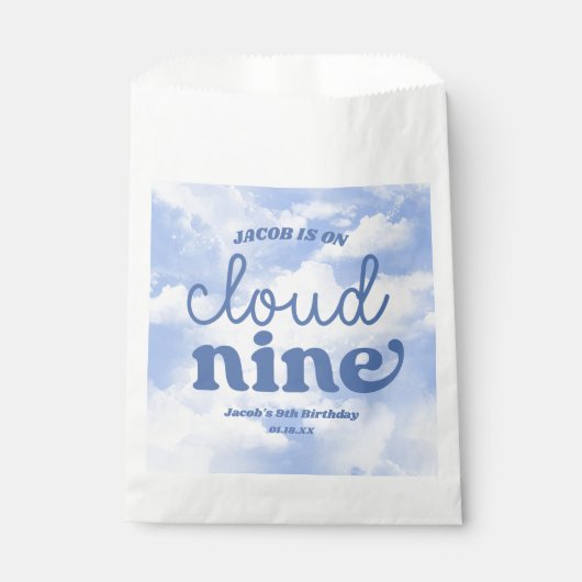 We Are On Cloud Nine Blue 9th Ninth Birthday Party Geschenktütchen (Vorderseite)