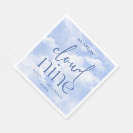 We Are On Cloud Nine Blue Baby Shower Serviette (Ecke)