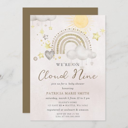 We are on Cloud Nine Gender Neutral Baby Shower Einladung (Vorne/Hinten)