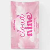 We Are On Cloud Nine Pink 9th Ninth Birthday Party Banner (Vertikal)