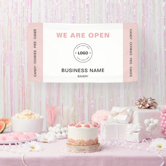 We Are Open Bakery Business Logo Banner (Party)