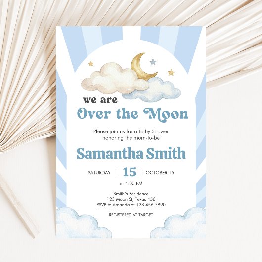 We are Over the Moon Baby Shower Einladung