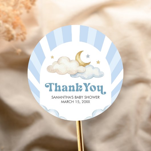 We are Over the Moon Baby Shower Runder Aufkleber