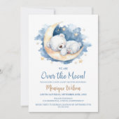 We are Over the Moon Teddy Bear Baby Shower Einladung (Vorderseite)