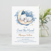 We are Over the Moon Teddy Bear Baby Shower Einladung (Stehend Vorderseite)