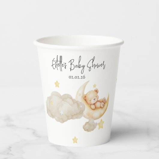 We Are Over The Moon Teddy Bear Baby Shower  Pappbecher (Vorderseite)
