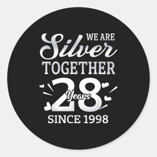 We Are Together 28 Years Couple Anniversary Since Runder Aufkleber (Vorderseite)