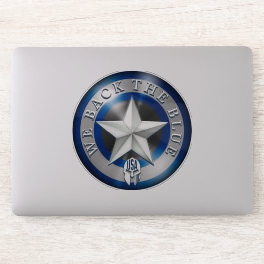 "We Back the Blue" kundenspezifisch geschnitten tr Aufkleber (Computer)