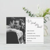 "We band the knot" Wedding News eleganter Klassike Ankündigung (Stehend Vorderseite)