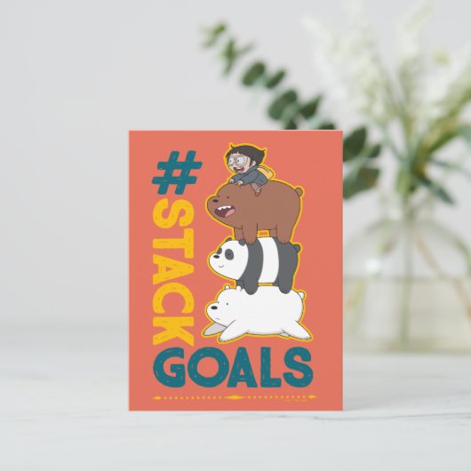 We Bare Bears and Chloe - #StackGoals Postkarte (Stehend Vorderseite)
