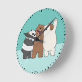 We Bare Bears Group Hug Runde Wanduhr (Winkel)